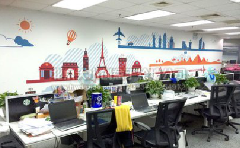 镇安教你设计办公室墙绘的方法。